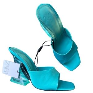 New aqua blue heels with clear heel